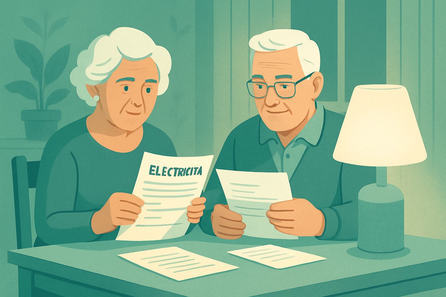 Persona mayor revisando documentos para solicitar el bono social eléctrico en España