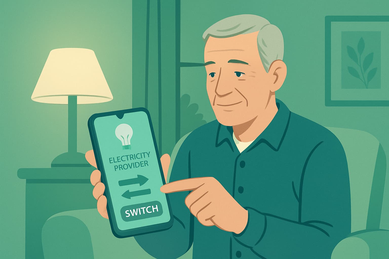 Persona gestionando el cambio de compañía eléctrica desde casa