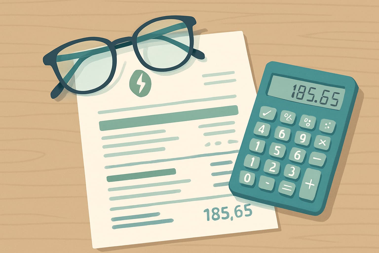 Factura de la luz española subrayada con secciones importantes